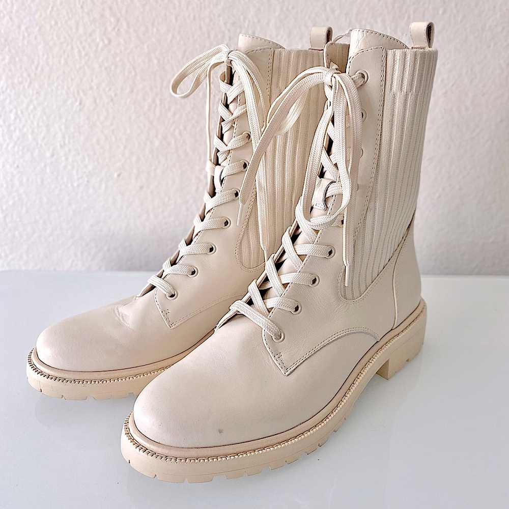 SAM EDELMAN “Lydell” Ivory Lug Sole Combat Boots - Picture 2 of 16